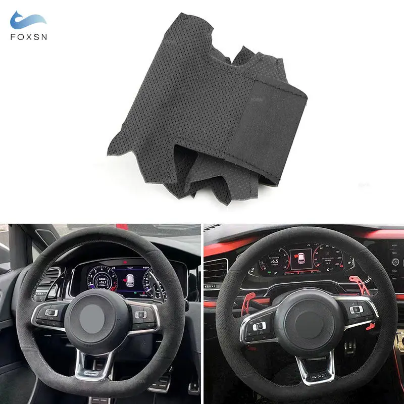 For VW Golf 7 GTI Golf R MK7 Polo Scirocco 2015 2016 Hand Stitched Steering Wheel Cover Black Suede Leather Car Accessories Trim
For VW Golf 7 GTI Golf R MK7 Polo Scirocco 2015 2016 Hand Stitched Steering Wheel Cover Black Suede Leather Car Accessories Trim