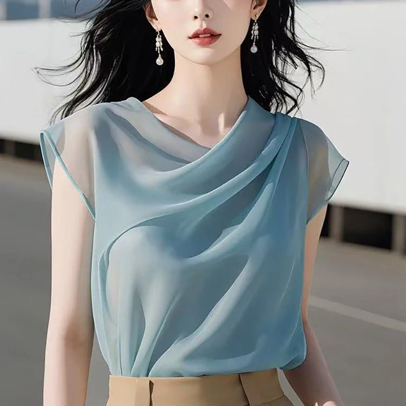 Elegant Pile Collar Solid Color Chic Chiffon T-Shirts Women's Clothing Summer New Loose Office Lady Tops Korean Tee Shirt
Elegant Pile Collar Solid Color Chic Chiffon T-Shirts Women's Clothing Summer New Loose Office Lady Tops Korean Tee Shirt
