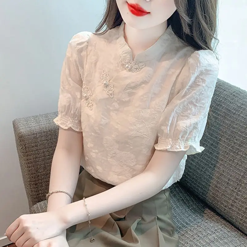 Chinese Style Button-Up Short Sleeve Chiffon Blouse Women's Summer New Fashion Unique
Chinese Style Button-Up Short Sleeve Chiffon Blouse Women's Summer New Fashion Unique