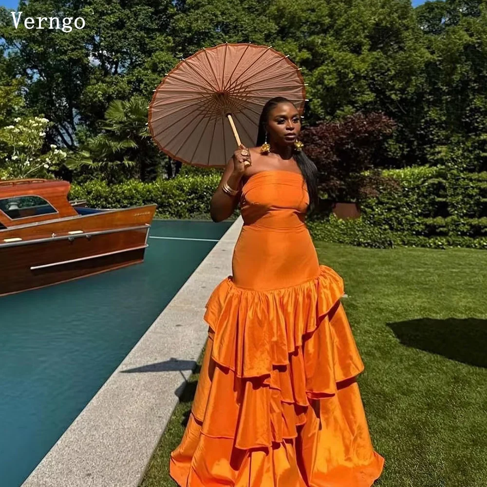 Verngo Orange Satin Evening Dress Strapless A Line Tiered Prom Party Dress Sleeveless Simple Formal Saudi Prom Gowns 2024
Verngo Orange Satin Evening Dress Strapless A Line Tiered Prom Party Dress Sleeveless Simple Formal Saudi Prom Gowns 2024