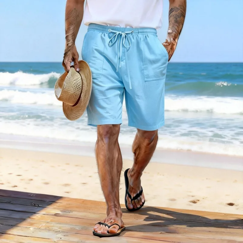 Men's Linen Blend Drawstring Beach Shorts Elastic Waist Casual Summer Shorts with Pockets for Vaion
Men's Linen Blend Drawstring Beach Shorts Elastic Waist Casual Summer Shorts with Pockets for Vaion