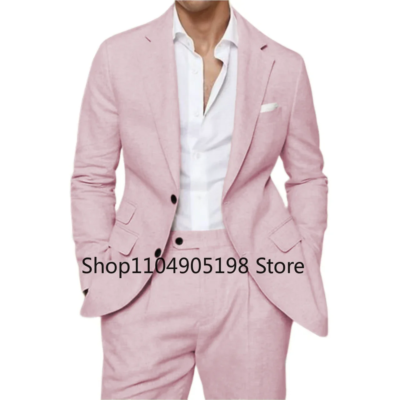 Мужской льняной комплект из двух предметов, костюмы-смокинг с зубчатыми лацканами, повседневные приталенные элегантные вечерние летние пляжные платья, свадебные костюмы для жениха 
Мужской льняной комплект из двух предметов, костюмы-смокинг с зубчатыми лацканами, повседневные приталенные элегантные вечерние летние пляжные платья, свадебные костюмы для жениха