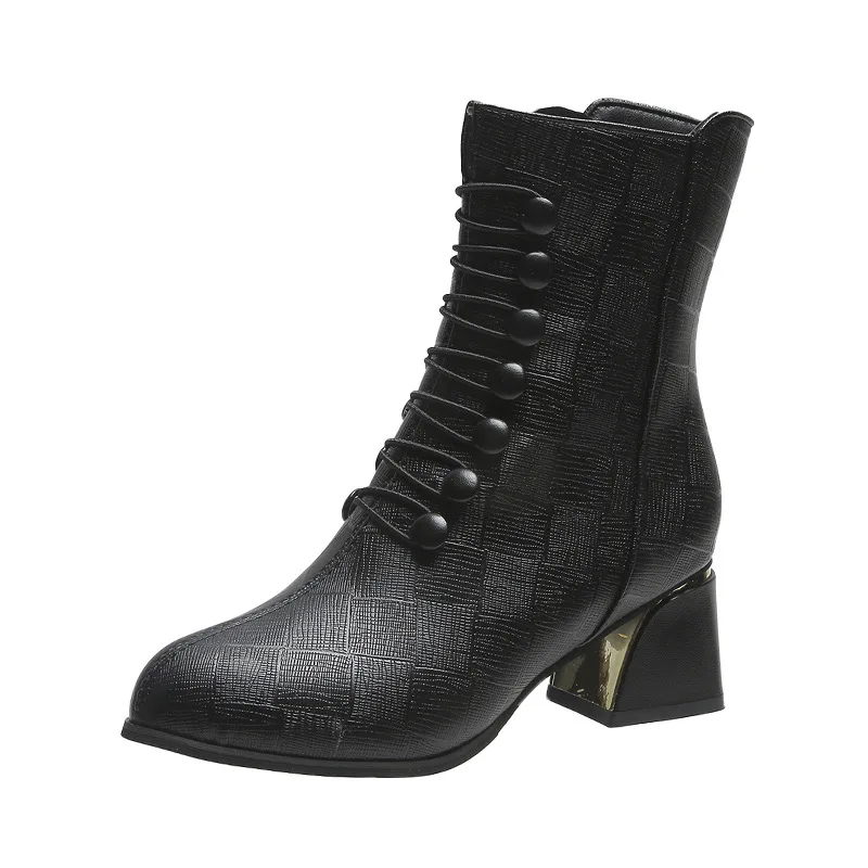 Winter Fashion solid buttons high heels pointed toe cross strap decoration ankle lady boots women ventilate boots brown/black
Winter Fashion solid buttons high heels pointed toe cross strap decoration ankle lady boots women ventilate boots brown/black