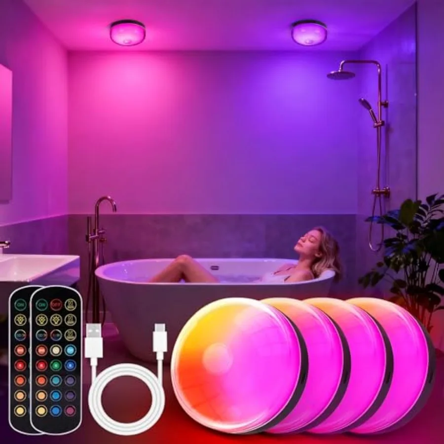 Rechargeable Shower Lights for Inside Shower 15 RGBW Color Changeable Waterproof Lights for Shower with Remote Dimmable&Timer W
Rechargeable Shower Lights for Inside Shower 15 RGBW Color Changeable Waterproof Lights for Shower with Remote Dimmable&Timer W