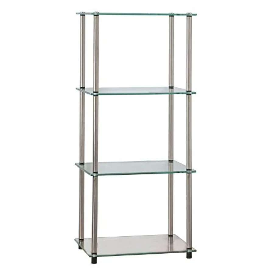 Designs2Go Classic Glass 4-Tier Tower 17.75" - Modern Media Stainless Steel Bookshelf for Living Room Display Storage Shelves f
Designs2Go Classic Glass 4-Tier Tower 17.75" - Modern Media Stainless Steel Bookshelf for Living Room Display Storage Shelves f