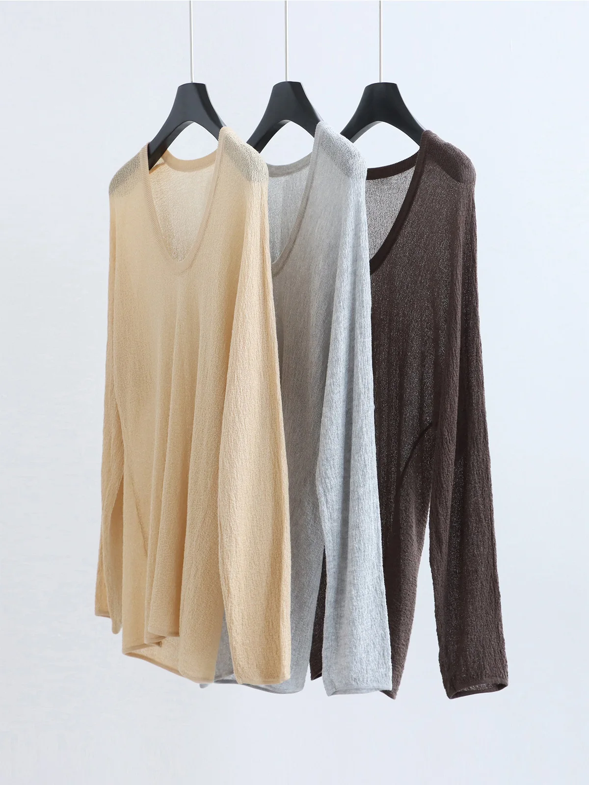 Dave&di Micro Textured U-neck Knitted Shirt, Lyocell Long Sleeved Thin Cover, Loose And Lazy Sun Protection Top For Women
Dave&di Micro Textured U-neck Knitted Shirt, Lyocell Long Sleeved Thin Cover, Loose And Lazy Sun Protection Top For Women