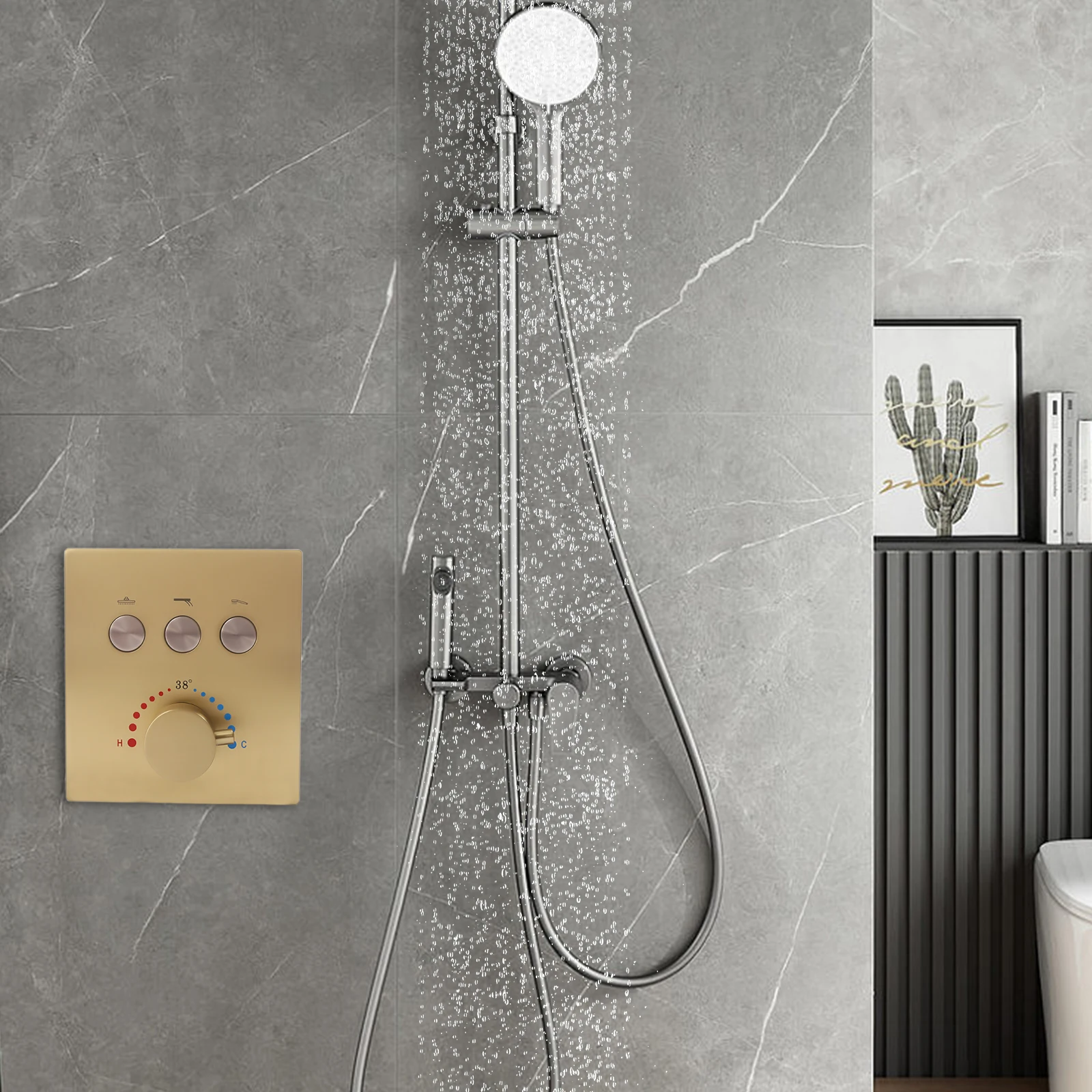 Modern Button Style 3-Way Function Concealed Thermostatic Shower Valve 3 Outlet Brass Faucet Shower Rough-In Mixer Valve Kit
Modern Button Style 3-Way Function Concealed Thermostatic Shower Valve 3 Outlet Brass Faucet Shower Rough-In Mixer Valve Kit