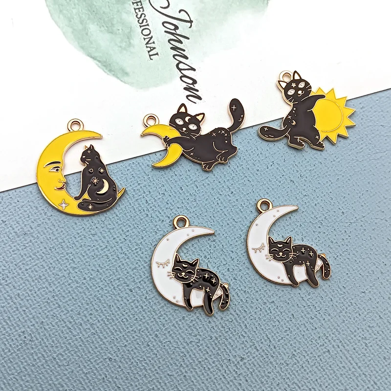 10pcs Cute Cartoon Sun Moon Skull Cat Charm for Jewelry Making Enamel Necklace Pendant Keychain Diy Jewelry Finding Craft Access
10pcs Cute Cartoon Sun Moon Skull Cat Charm for Jewelry Making Enamel Necklace Pendant Keychain Diy Jewelry Finding Craft Access