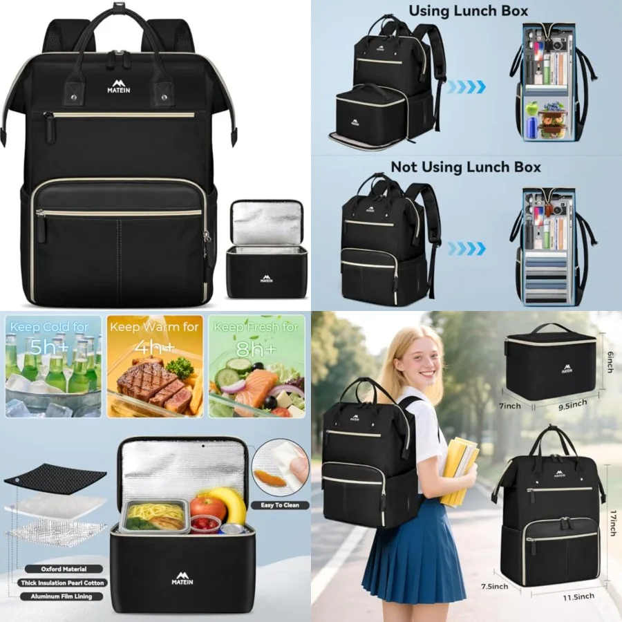 Lunch Backpack, Laptop Backpack with Lunch Box, Stylish Nurse, Teacher Work Backpacks with sulated Compartment, Meal Prep Bag f
Lunch Backpack, Laptop Backpack with Lunch Box, Stylish Nurse, Teacher Work Backpacks with sulated Compartment, Meal Prep Bag f