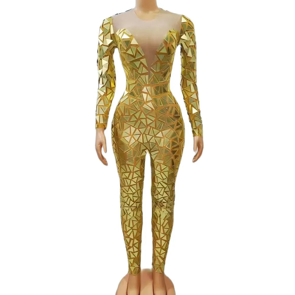 Women Shining Mirror Jumpsuit Birthday Celebrate Prom Party Outfit Female Nightclub Bar Performance Dance Costume Stage Wear
Women Shining Mirror Jumpsuit Birthday Celebrate Prom Party Outfit Female Nightclub Bar Performance Dance Costume Stage Wear