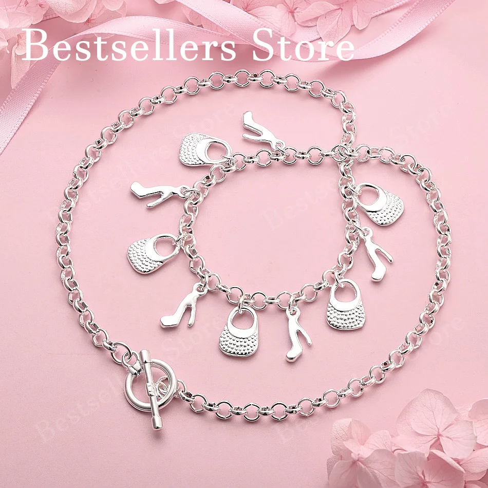 Charm 925 Sterling Silver Exquisite High Heels/Bag Pendant Necklace Women's Fashion Party Wedding Gift Jewelry
Charm 925 Sterling Silver Exquisite High Heels/Bag Pendant Necklace Women's Fashion Party Wedding Gift Jewelry