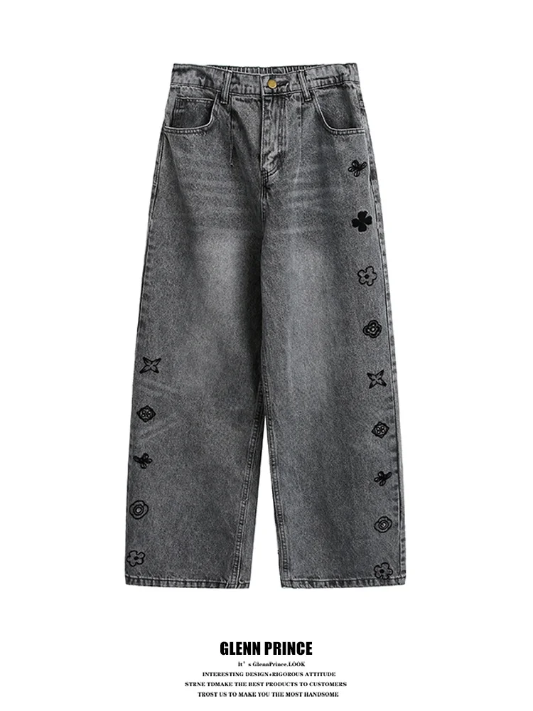 GPstudio American High Street Side Flower Embroidery Men's Casual Jeans Design Sensation Faion Long Pants
GPstudio American High Street Side Flower Embroidery Men's Casual Jeans Design Sensation Faion Long Pants