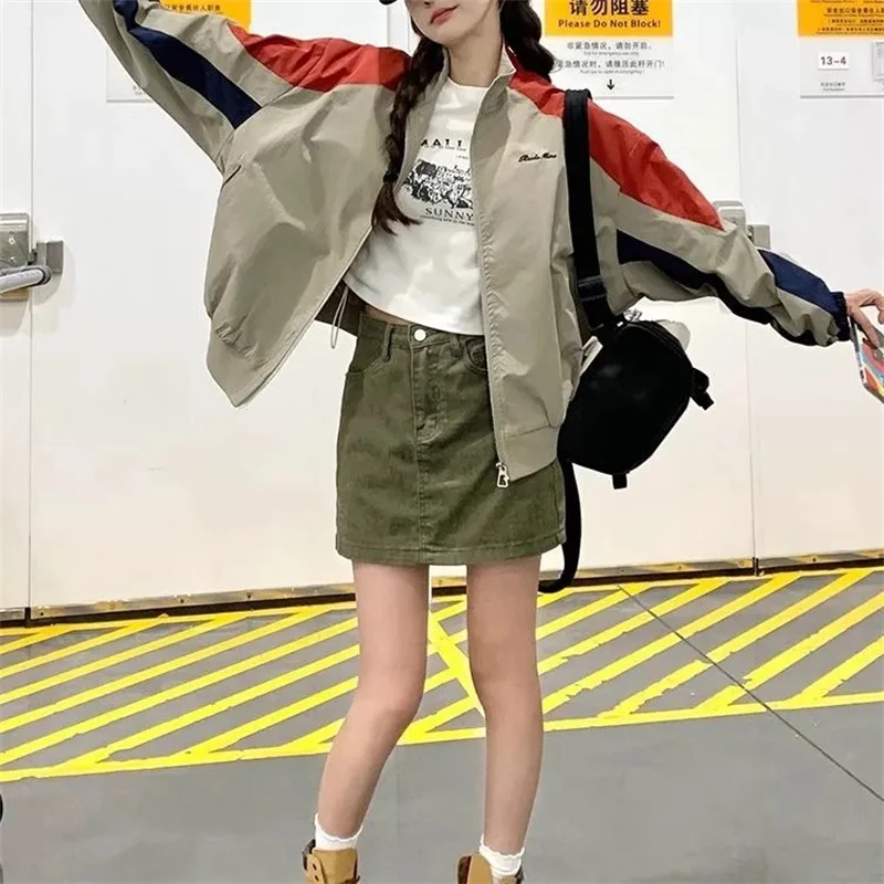 American Retro Color Blocked Baseball Jacket For Women's Spring And Autumn 2025 New Loose Casual Chic Short Jacket Top Khaki
American Retro Color Blocked Baseball Jacket For Women's Spring And Autumn 2025 New Loose Casual Chic Short Jacket Top Khaki