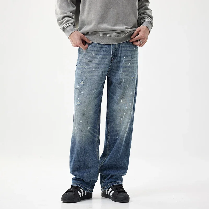Baggy Pants Men Wide Leg Jeans Loose Fit Dirty Denim Printed Distressed Ripped Hip Hop Jeans Men Vintage Moto Biker Punk
Baggy Pants Men Wide Leg Jeans Loose Fit Dirty Denim Printed Distressed Ripped Hip Hop Jeans Men Vintage Moto Biker Punk