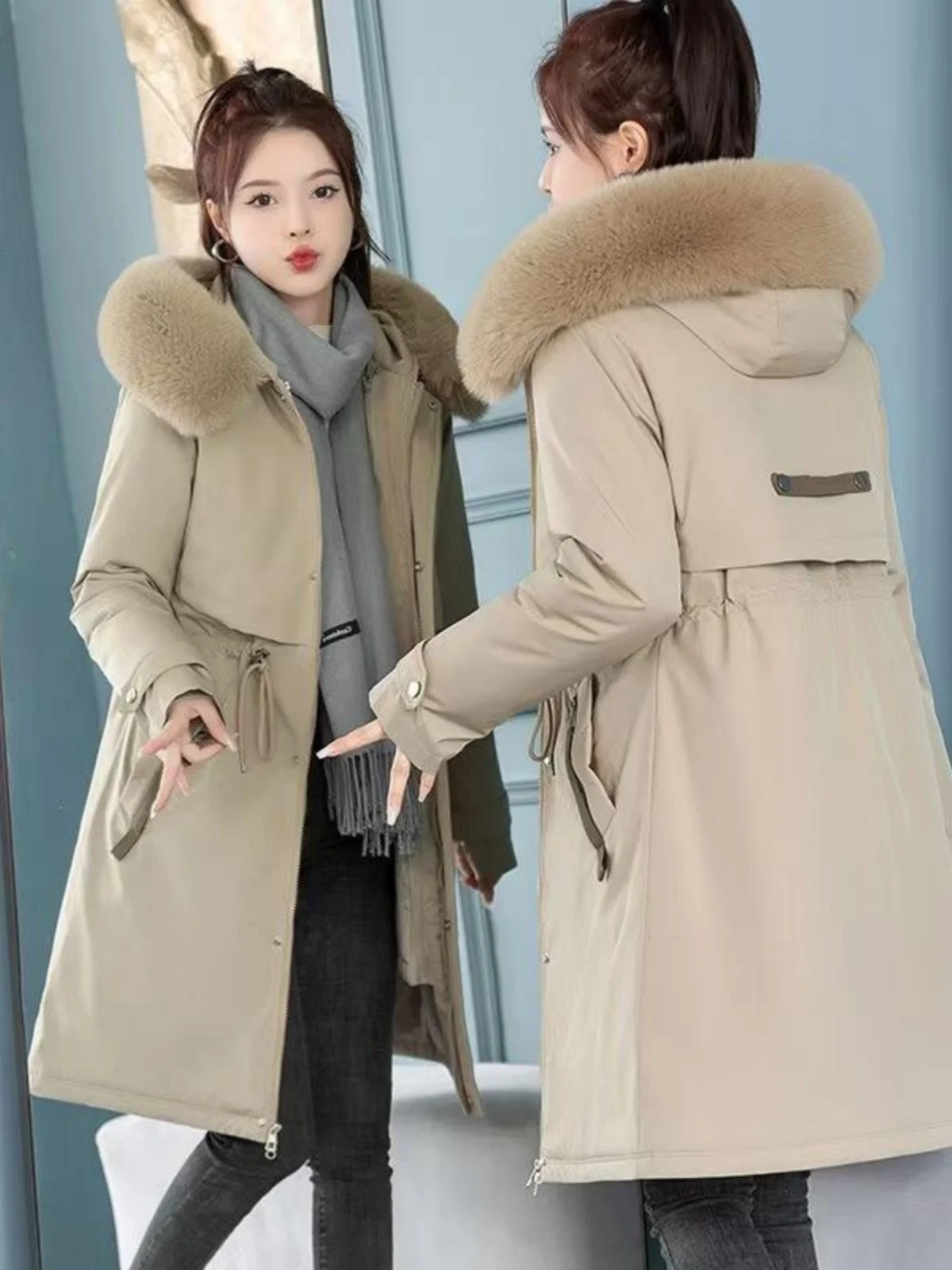 Women's Thiened Fce Lined Cotton Jaet Waist-Cinching Mid-Length Winter Coat Korean Sle Long Sve Zipper Closure
Women's Thiened Fce Lined Cotton Jaet Waist-Cinching Mid-Length Winter Coat Korean Sle Long Sve Zipper Closure