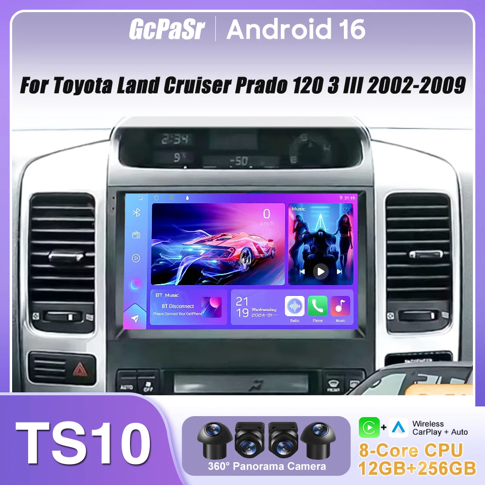 For Toyota Land Cruiser Prado 120 3 III 2002-2009 Car Radio Carplay GPS Android 16 Navigation Android Auto 4G WiFi No 2din Video
For Toyota Land Cruiser Prado 120 3 III 2002-2009 Car Radio Carplay GPS Android 16 Navigation Android Auto 4G WiFi No 2din Video