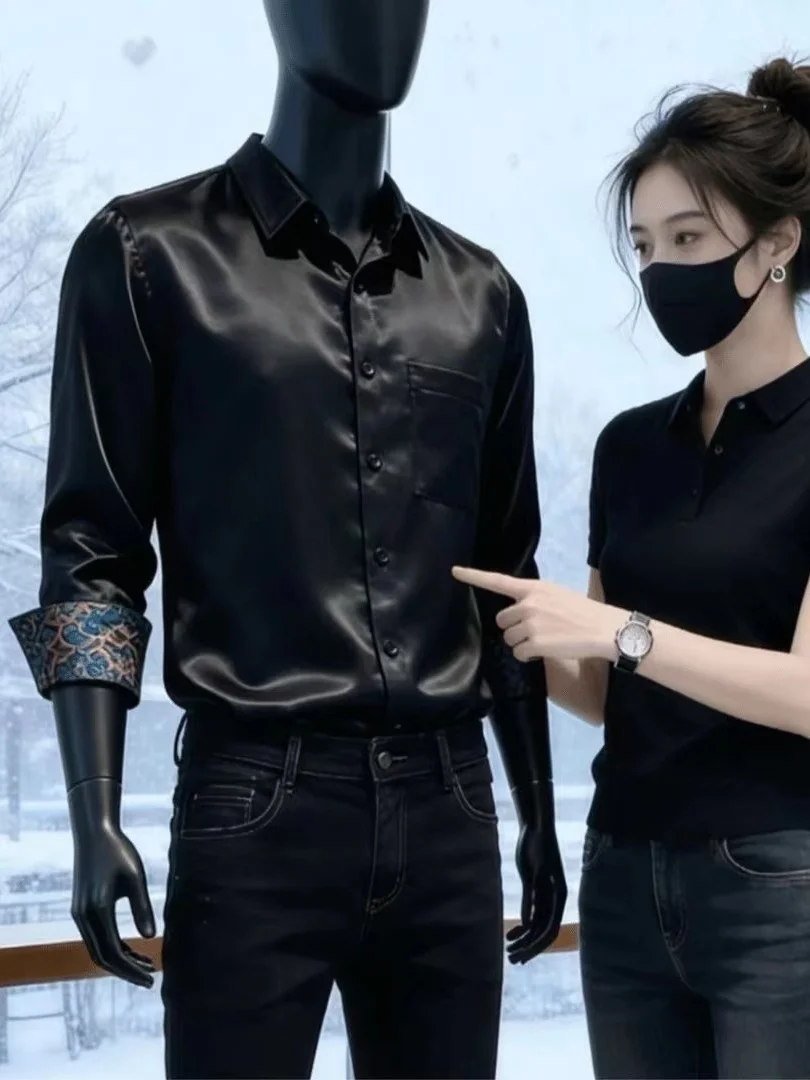 Early Spring 2026 Men's Casual High Quality Shirt Old Forward Black Long Sleeve Patchwork Floral Pattern Polyester Fiber Shirt
Early Spring 2026 Men's Casual High Quality Shirt Old Forward Black Long Sleeve Patchwork Floral Pattern Polyester Fiber Shirt