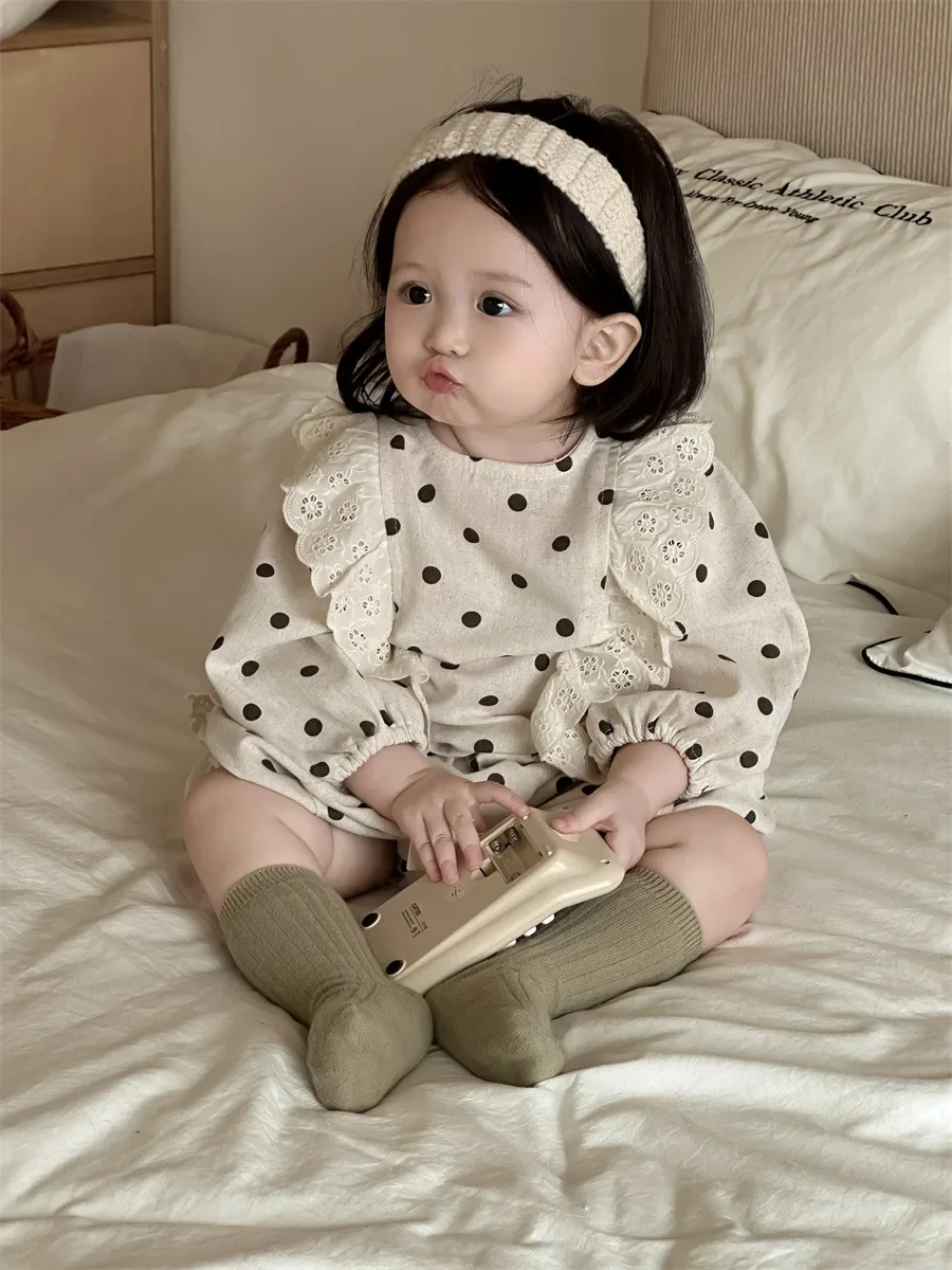 2025 Spring New Baby Long Sleeve Clothes Set Girls Dot Print Cute Lace Tops + Shorts 2pcs Suit Infant Casual Loose Outfits
2025 Spring New Baby Long Sleeve Clothes Set Girls Dot Print Cute Lace Tops + Shorts 2pcs Suit Infant Casual Loose Outfits