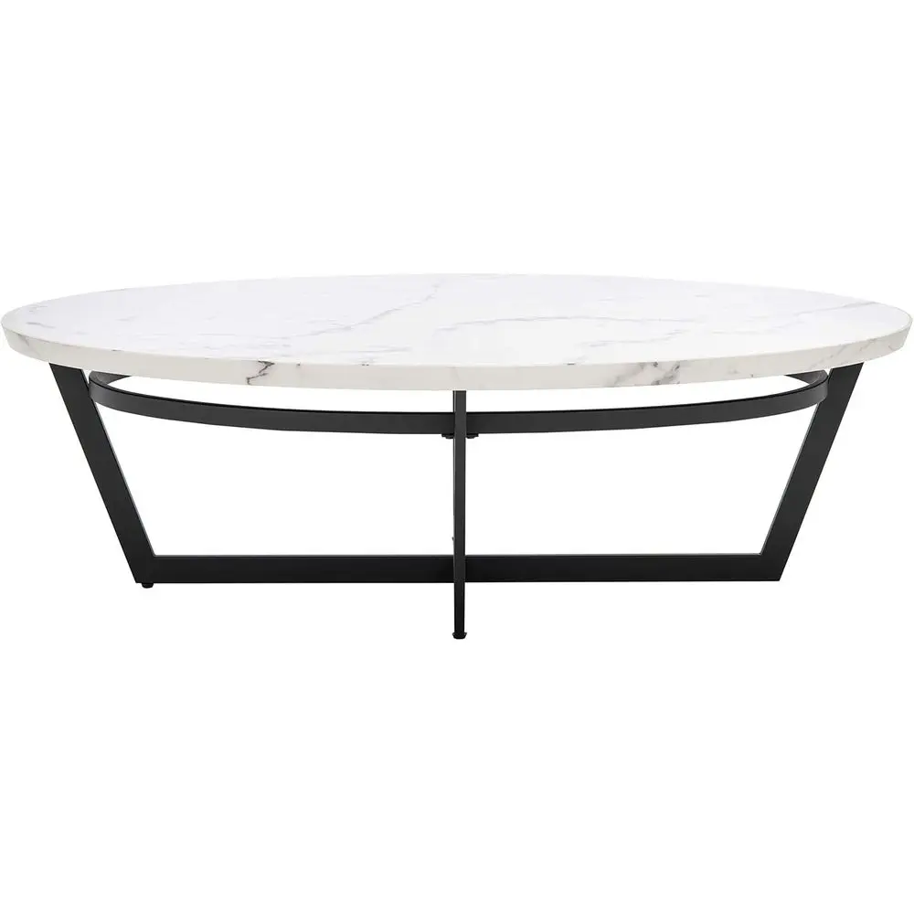 Elegant White Marble Oval Coffee Table with Black Accents
Elegant White Marble Oval Coffee Table with Black Accents