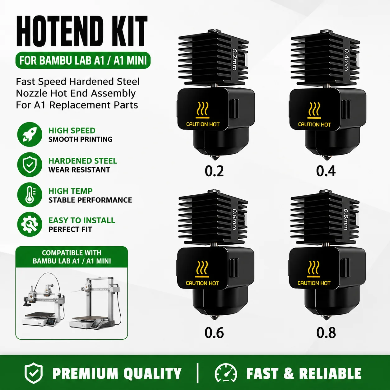 Hotend Kit For Bambu Lab A1/A1 Mini 0.2/0.4/0.6/0.8mm Fast Speed Hardened Steel Nozzle Hot End Assembly For A1 Replacement Parts
Hotend Kit For Bambu Lab A1/A1 Mini 0.2/0.4/0.6/0.8mm Fast Speed Hardened Steel Nozzle Hot End Assembly For A1 Replacement Parts
