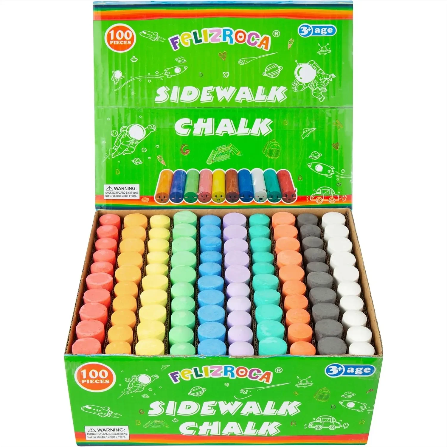 100PCS Washable Sidewalk Chalks Set 10 Colors Jumbo Chalk for Kids Toddler Painting on Blackboard Playground Party
100PCS Washable Sidewalk Chalks Set 10 Colors Jumbo Chalk for Kids Toddler Painting on Blackboard Playground Party