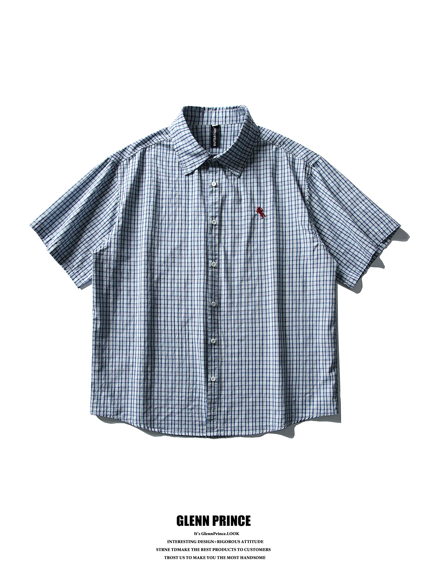 GPstudio American Retro Embroidered Blue Plaid Short Sleeve Shirt Men's Summer Commute Neutral Casual Versatile Shirt
GPstudio American Retro Embroidered Blue Plaid Short Sleeve Shirt Men's Summer Commute Neutral Casual Versatile Shirt