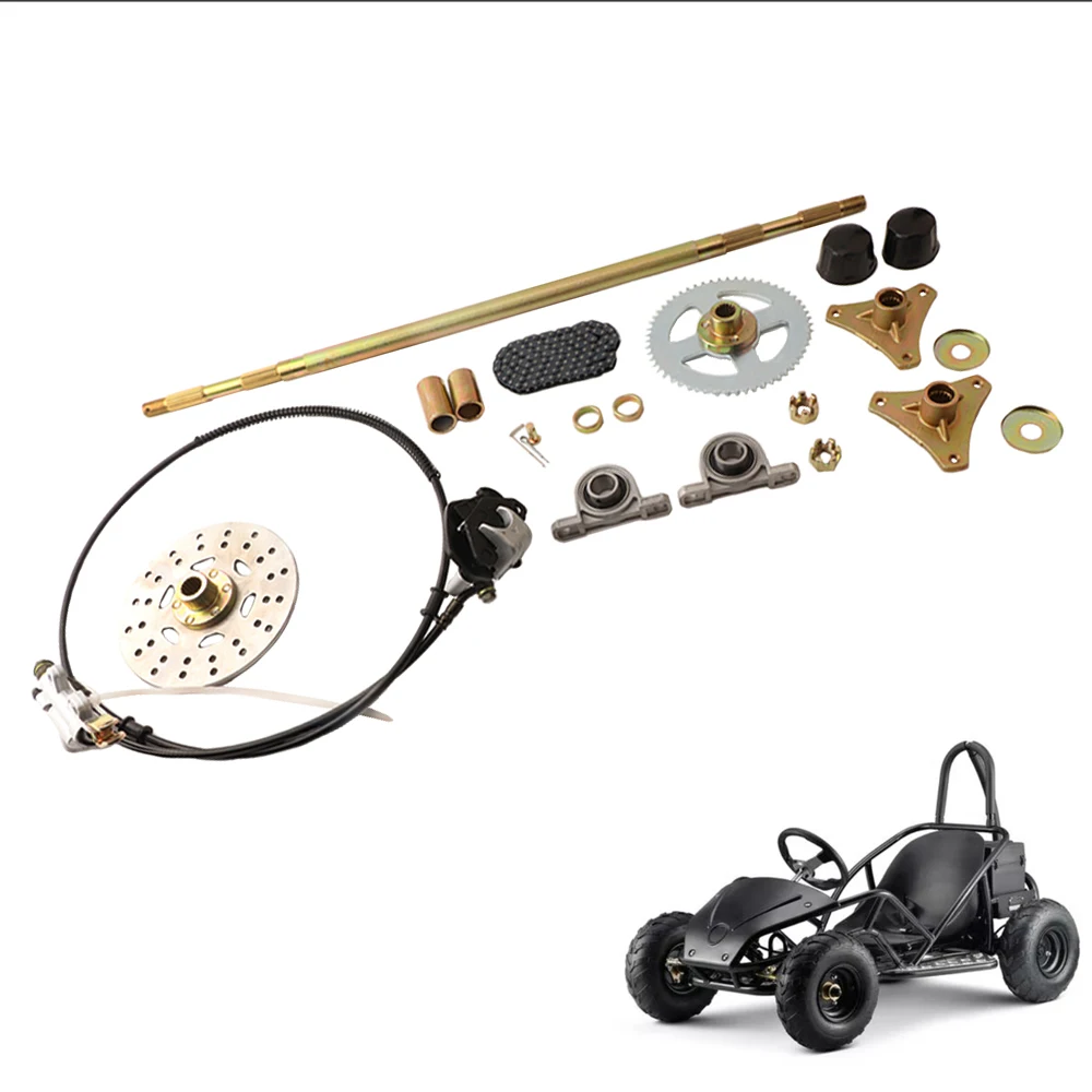 1 set 29in Go Kart Rear Live Axle Assembly Kit Axle Sprocket Chain Brake Disc Caliper Wheel Hubs Replacement for 50cc 90cc ATVQu
1 set 29in Go Kart Rear Live Axle Assembly Kit Axle Sprocket Chain Brake Disc Caliper Wheel Hubs Replacement for 50cc 90cc ATVQu