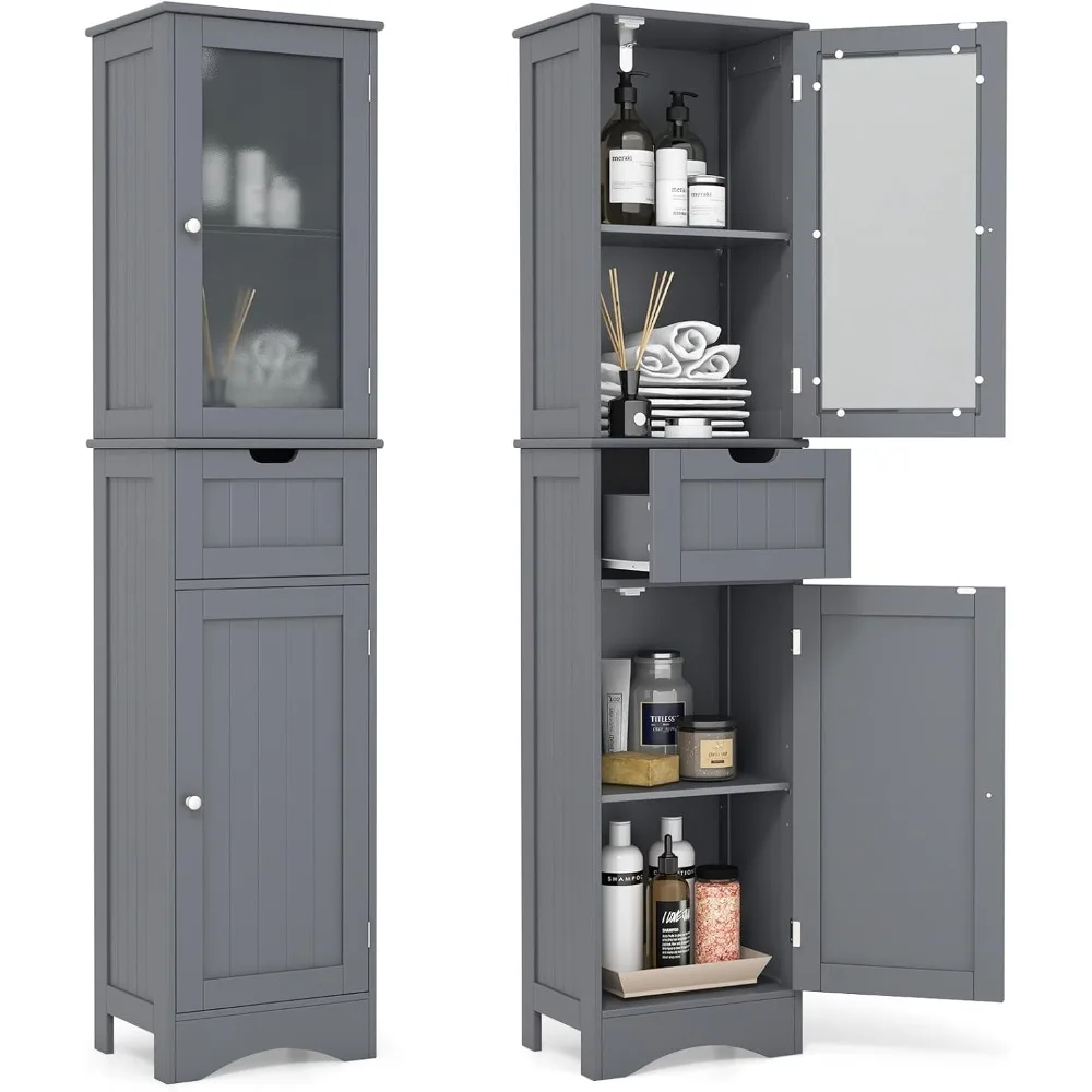 67" Tall Bathroom Storage Cabinet, Slim Freestanding Tower w/ 2 Doors & 1 Drawer, Narrow Floor Cabinet w/Adjustable Shelve
67" Tall Bathroom Storage Cabinet, Slim Freestanding Tower w/ 2 Doors & 1 Drawer, Narrow Floor Cabinet w/Adjustable Shelve