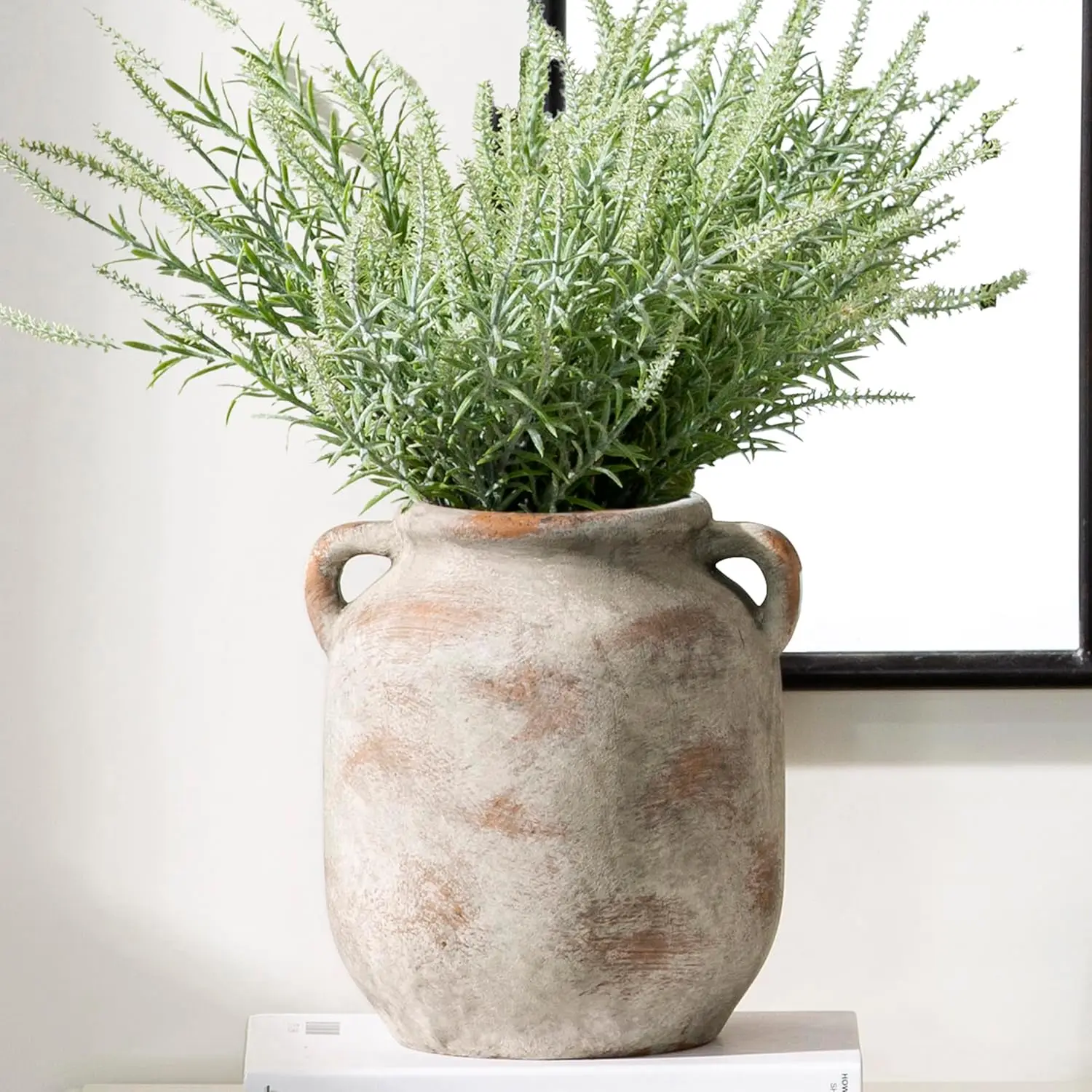Ceramic Flower Vase Home Decor - 7.6 Inch Farmhouse Rustic Table Vases with Handle Living Room Decoration Decorative Vin
Ceramic Flower Vase Home Decor - 7.6 Inch Farmhouse Rustic Table Vases with Handle Living Room Decoration Decorative Vin