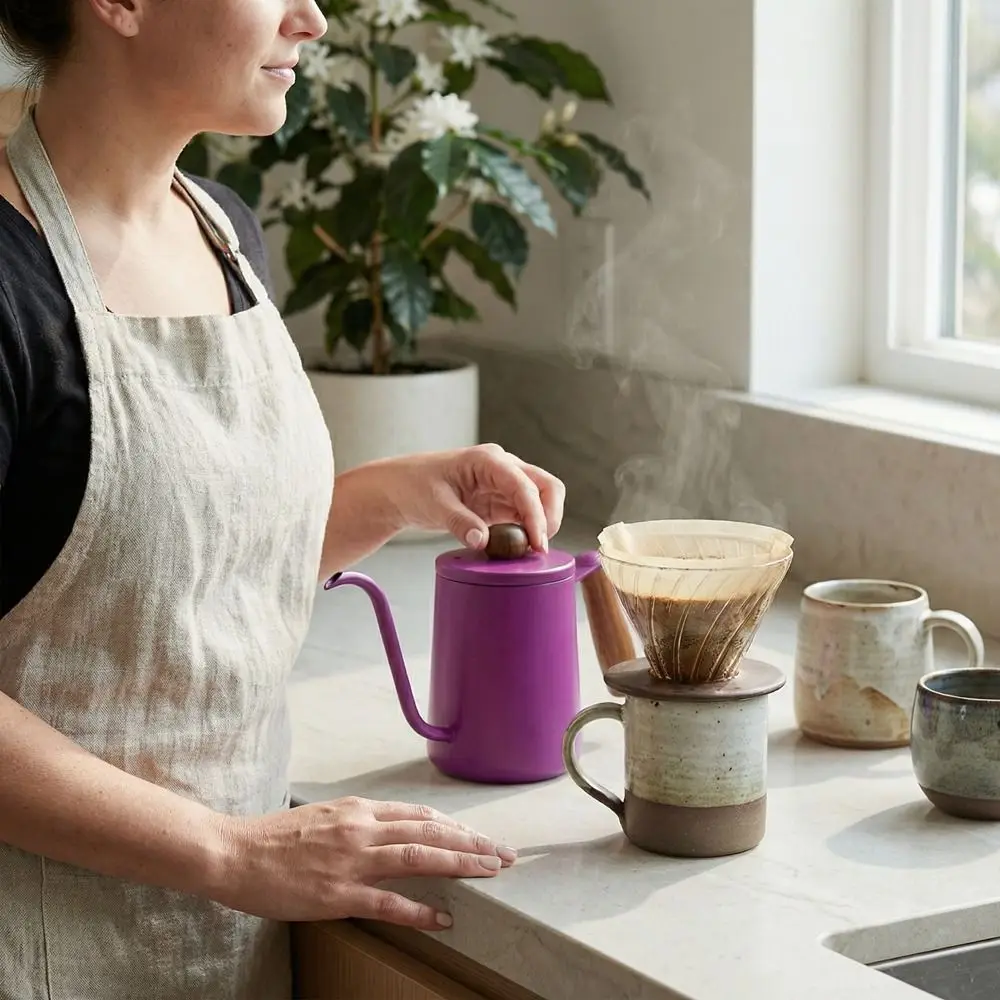 600ML Pour Over Coffee Kettle Wood Handle Stainless Steel Goose Neck Coffee Pot Anti-scald with Scale Drip Filter Coffee Maker
600ML Pour Over Coffee Kettle Wood Handle Stainless Steel Goose Neck Coffee Pot Anti-scald with Scale Drip Filter Coffee Maker