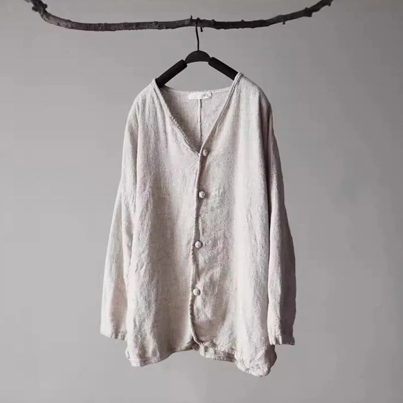 Women Long Sleeve Cotton Linen Shirt New Arrival 2025 Spring Vintage Style V-neck Plain Color Female Casual Tops Shirts M825
Women Long Sleeve Cotton Linen Shirt New Arrival 2025 Spring Vintage Style V-neck Plain Color Female Casual Tops Shirts M825