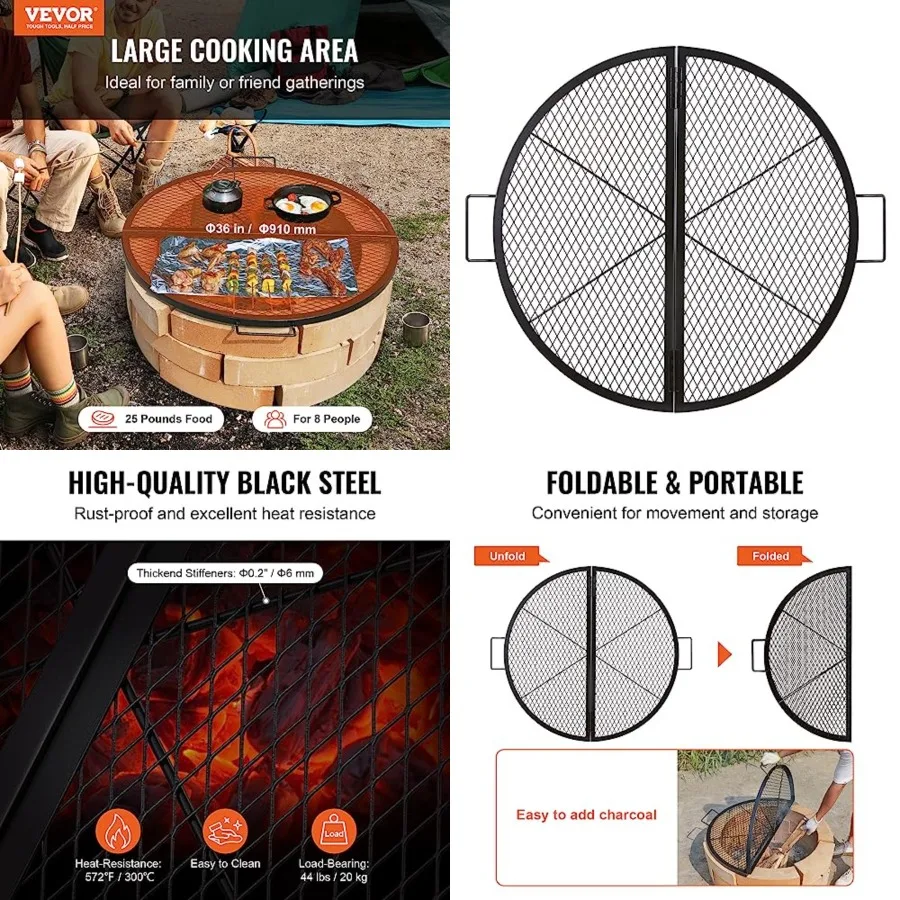 X-Marks Fire Pit Grill Grate, Foldable Round Cooking Grate, Heavy Duty Steel Campfire BBQ Grill Grid with Handle and Support X
X-Marks Fire Pit Grill Grate, Foldable Round Cooking Grate, Heavy Duty Steel Campfire BBQ Grill Grid with Handle and Support X