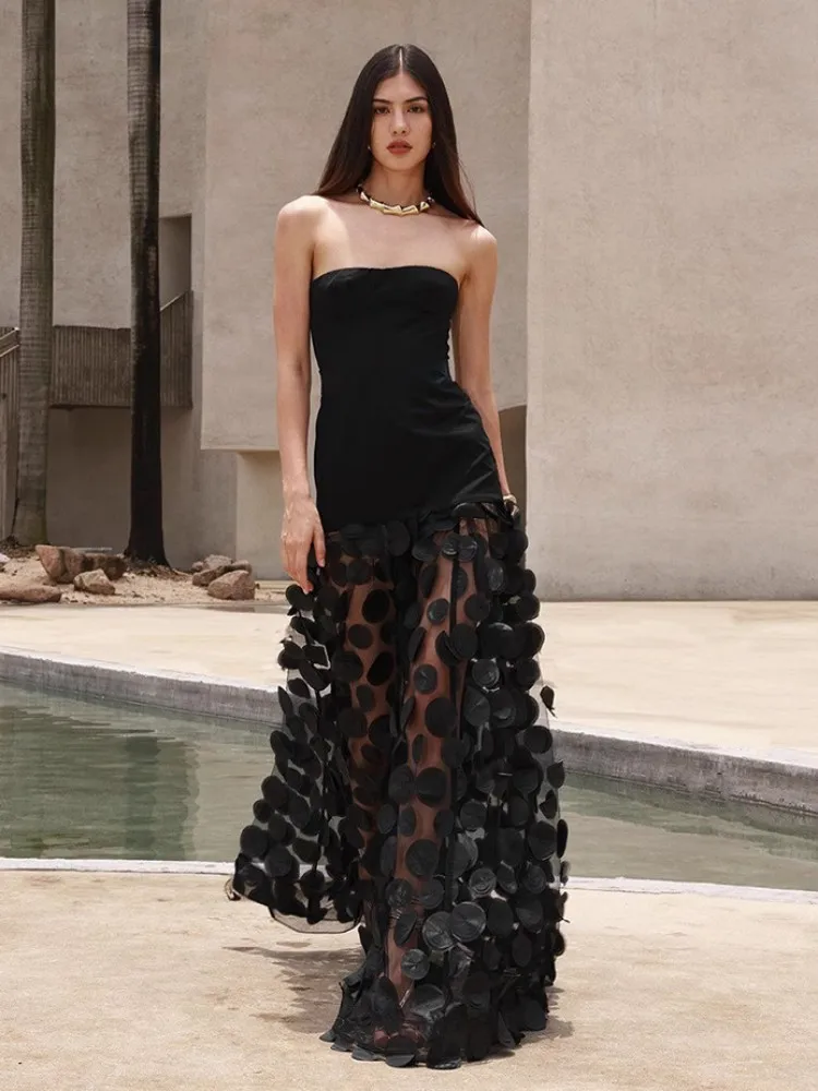 Women Celebrity Sexy Strapless Patchwork Dot Black Maxi Long Bandage Dress Evening Stage Performance Dress Vestido
Women Celebrity Sexy Strapless Patchwork Dot Black Maxi Long Bandage Dress Evening Stage Performance Dress Vestido