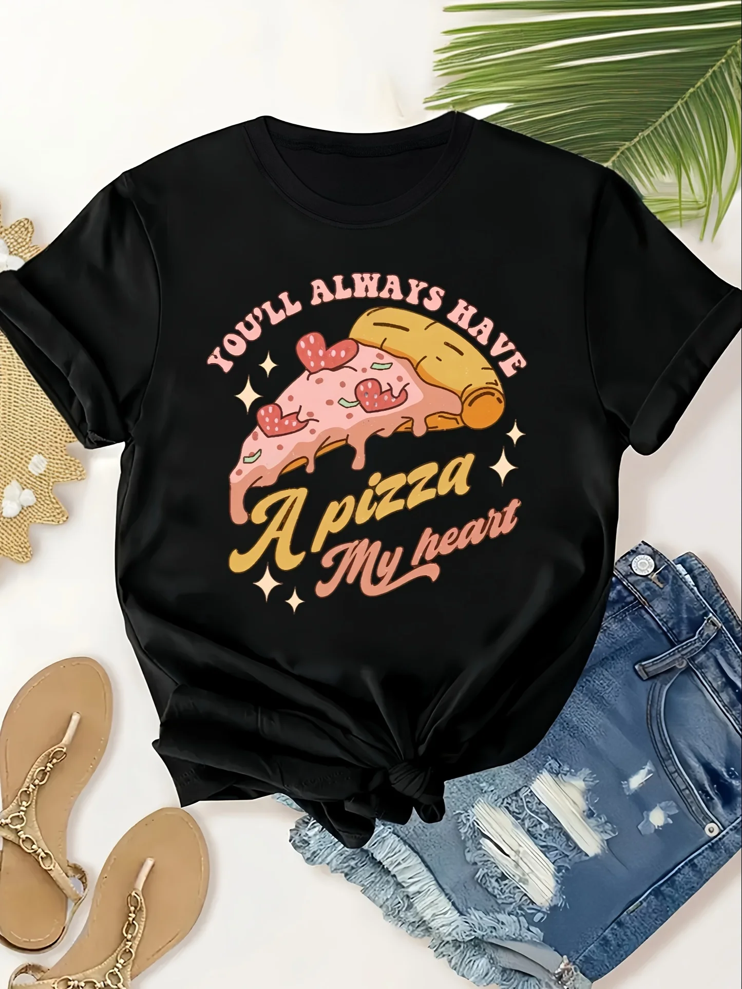 Pizza My Heart Graphic Fashion Sports Tee, Short Sleeve T-Shirt Top, Women's Activewear
Pizza My Heart Graphic Fashion Sports Tee, Short Sleeve T-Shirt Top, Women's Activewear