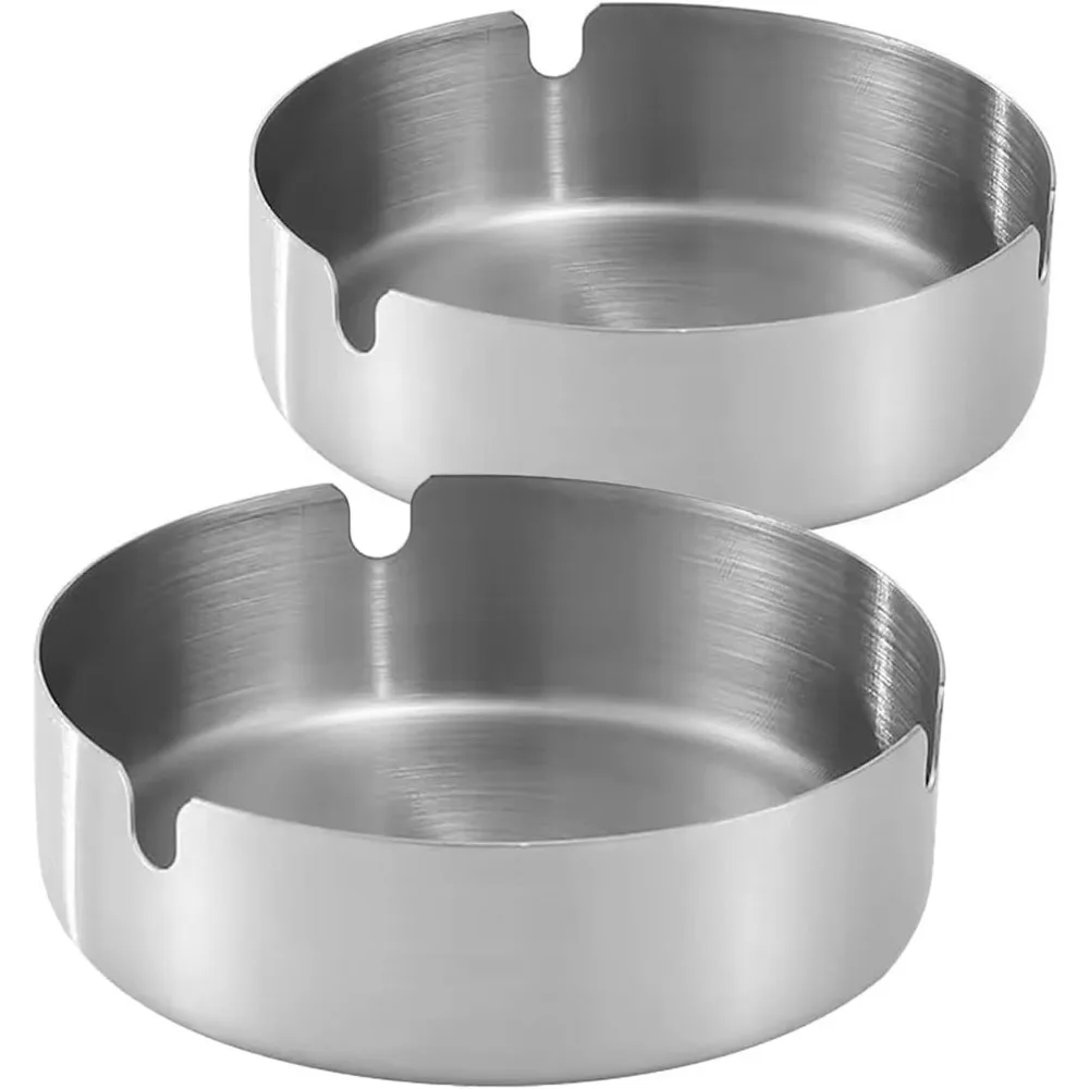 2-Pack Large Stainless Steel Cigarette Ashtrays – 3.94in Silver Ash Trays for Indoor & Outdoor Use
2-Pack Large Stainless Steel Cigarette Ashtrays – 3.94in Silver Ash Trays for Indoor & Outdoor Use