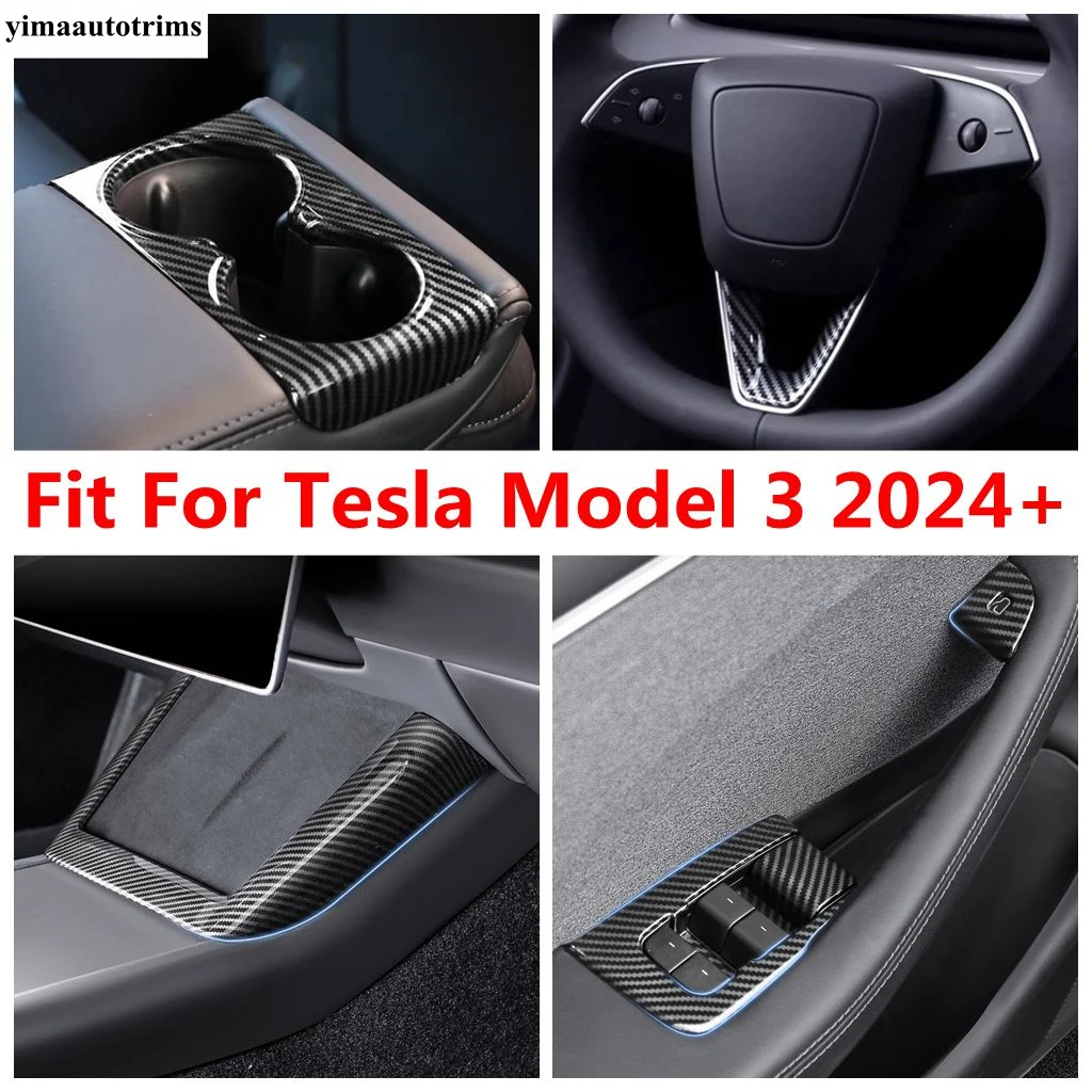 Black Window Lift / Steering Wheel Frame / Water Cup / Central Box Panel Strip Cover Trim ABS Accessories For Tesla Model 3 2024
Black Window Lift / Steering Wheel Frame / Water Cup / Central Box Panel Strip Cover Trim ABS Accessories For Tesla Model 3 2024