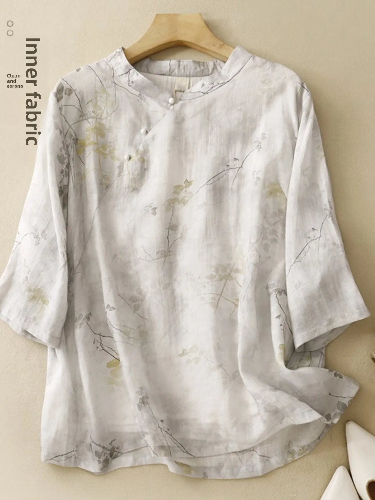 Summer Cotton Linen Short Sleeve Shirt Women's Retro Chinese Zen Tea Costume Print Collar Stand up Top Commute Style Loose Fit
Summer Cotton Linen Short Sleeve Shirt Women's Retro Chinese Zen Tea Costume Print Collar Stand up Top Commute Style Loose Fit