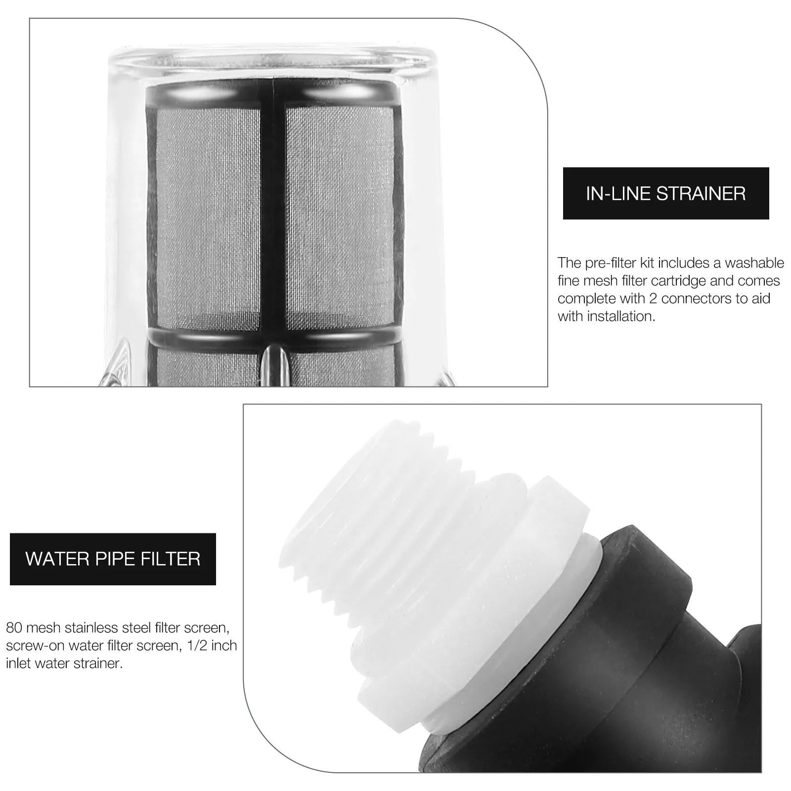 Stainless Steel Water Filter 80 Mesh Pump Strainer In line Fine Screen Hose Sink Pre Filter Kit Purifier System
Stainless Steel Water Filter 80 Mesh Pump Strainer In line Fine Screen Hose Sink Pre Filter Kit Purifier System
