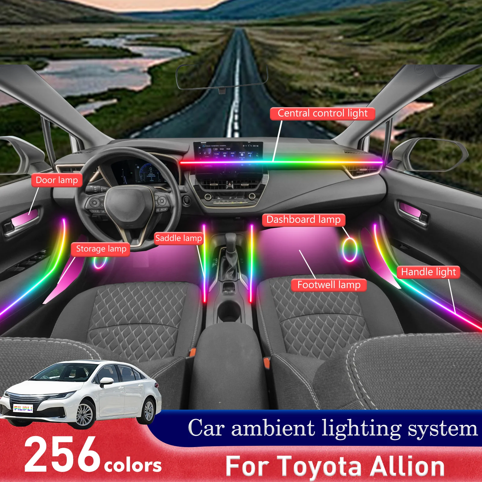For Toyota Allion Car Interior Decorative Ambient Light RGB 64-Color LED Smart Remote Control Energy Saving Lamp Kit
For Toyota Allion Car Interior Decorative Ambient Light RGB 64-Color LED Smart Remote Control Energy Saving Lamp Kit