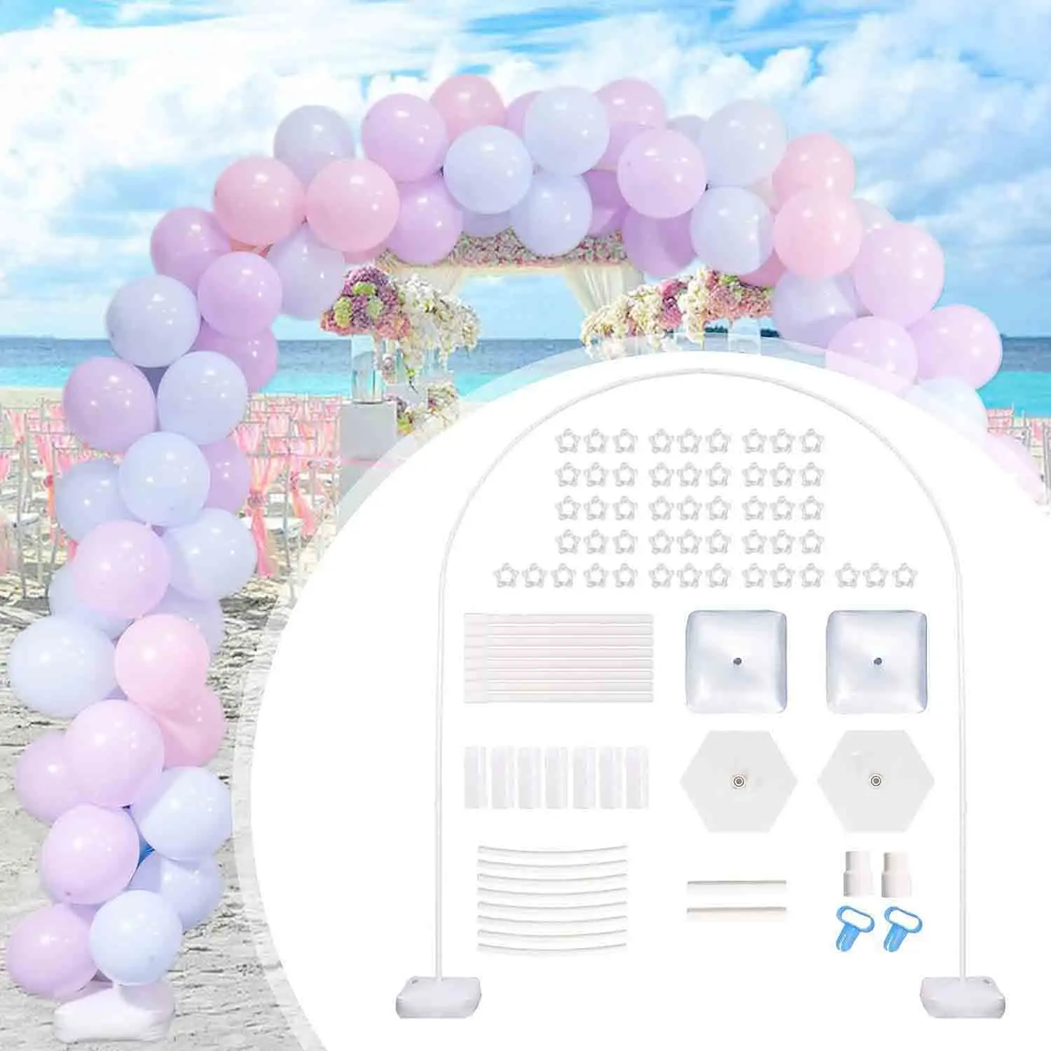 2.4 * 1.8M balloon arch bracket with base is suitable for weddings, birthdays, baby parties, and graduation parties without ball
2.4 * 1.8M balloon arch bracket with base is suitable for weddings, birthdays, baby parties, and graduation parties without ball