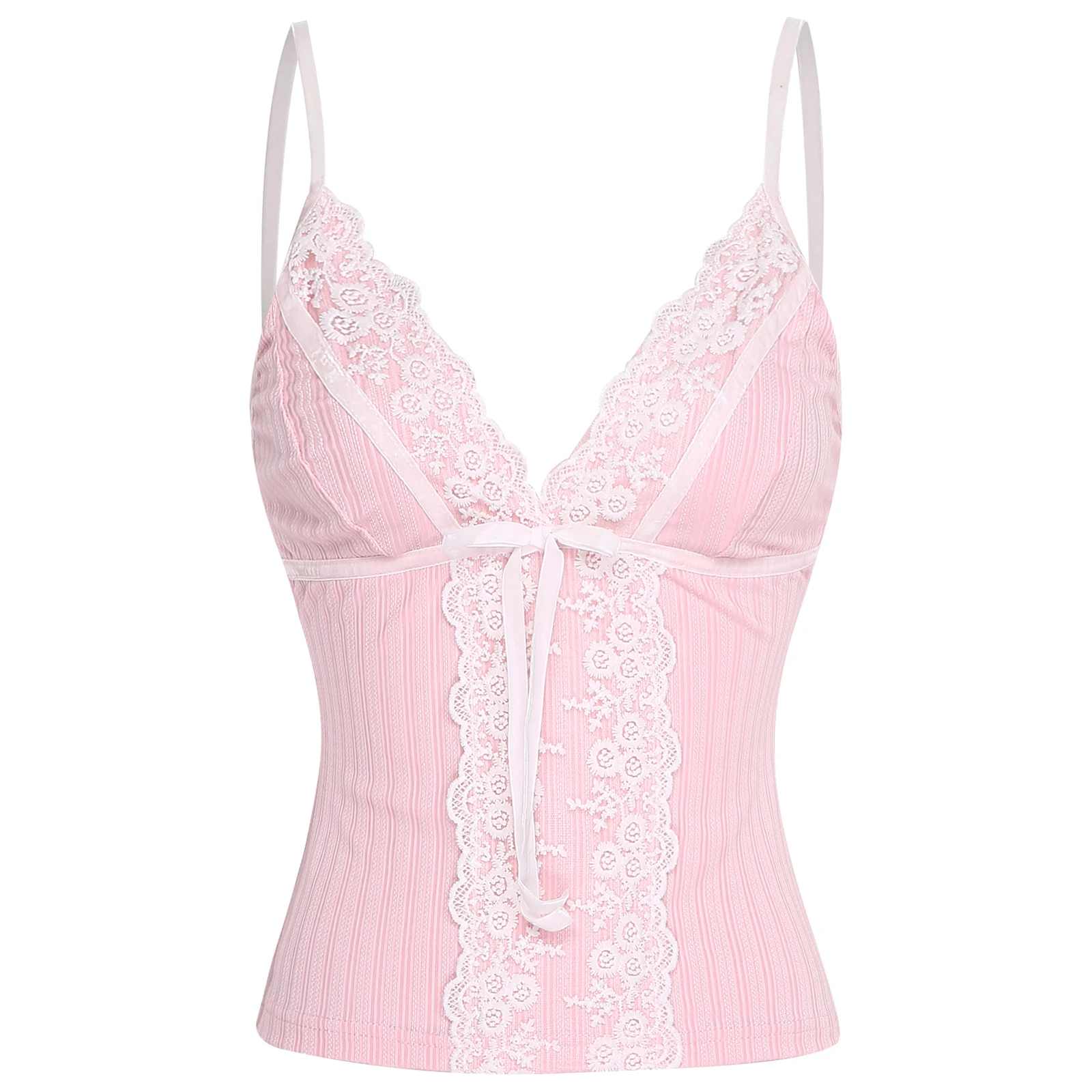 Women Sexy Deep V Neck Chic Camisole Embroidered Lace Trim Bow Decor Sleeveless Vest Tank Top for Party Beach Holiday Daily Tops
Women Sexy Deep V Neck Chic Camisole Embroidered Lace Trim Bow Decor Sleeveless Vest Tank Top for Party Beach Holiday Daily Tops