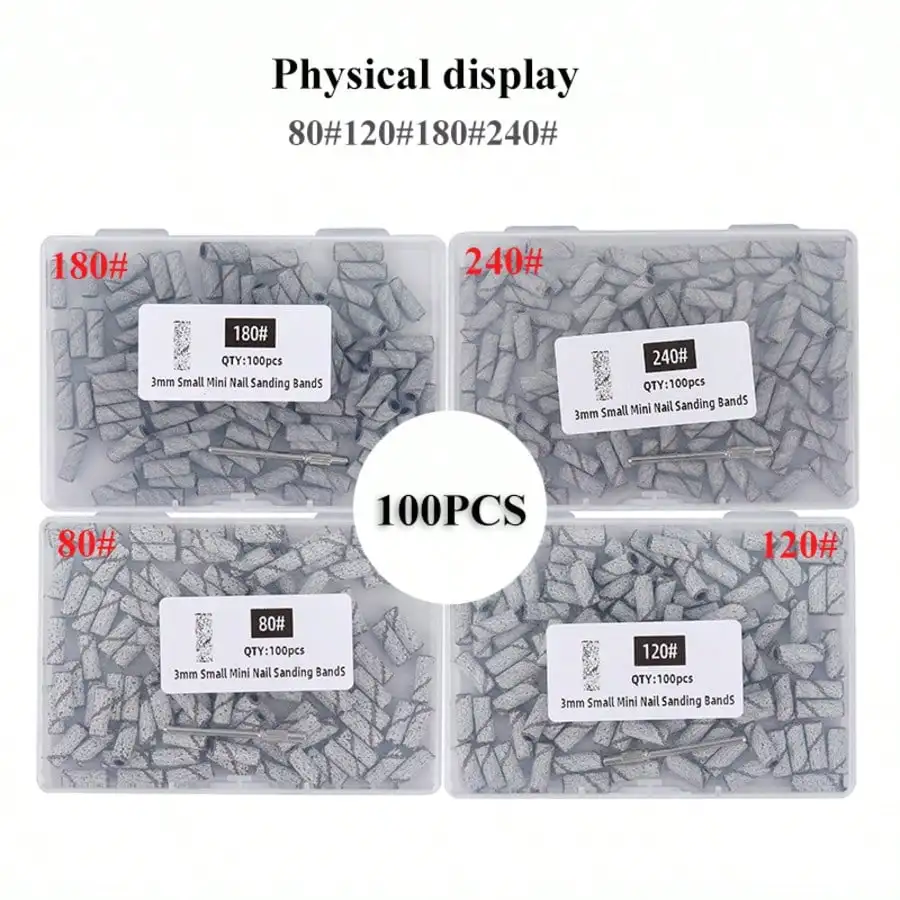 100pcs/Box 3mm Mini Sanding Bands with Mandrel Sets. Ideal for Dead Skin, Calluses & Polishing. Electric Nail Drill Bits Manicure Tool Set.
100pcs/Box 3mm Mini Sanding Bands with Mandrel Sets. Ideal for Dead Skin, Calluses & Polishing. Electric Nail Drill Bits Manicure Tool Set.