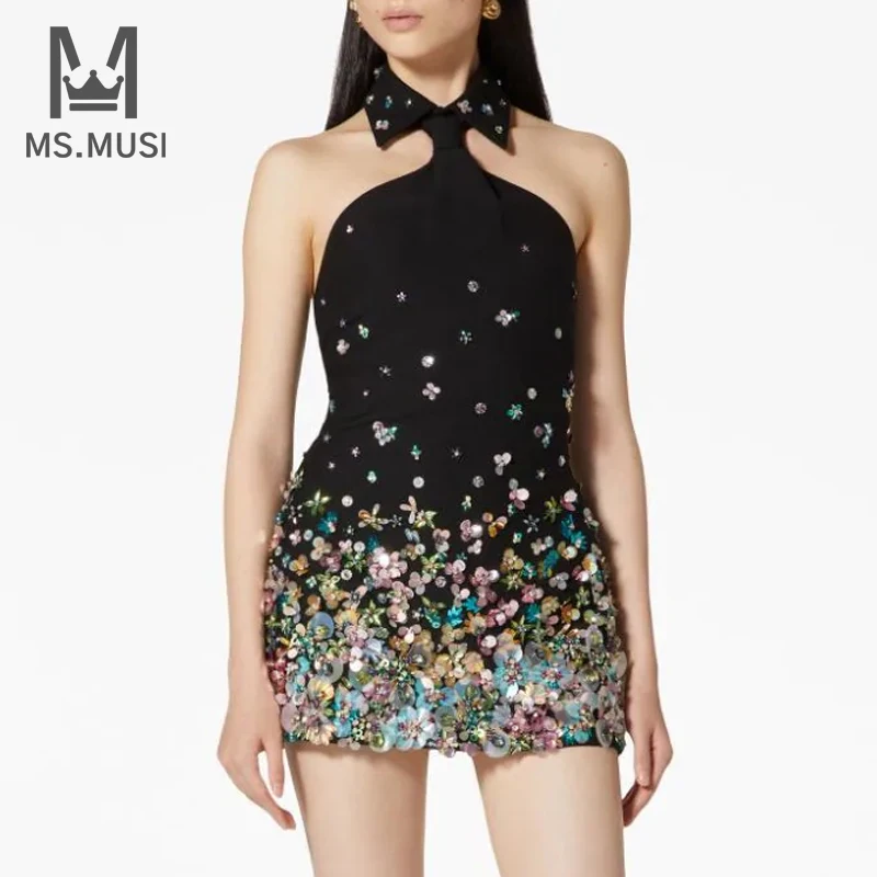 MSMUSI 2024 New Fashion Women Sexy Halter Floral Crystal Sequins Sleeveless Backless Bandage Bodycon Party Club Slim Mini Dress
MSMUSI 2024 New Fashion Women Sexy Halter Floral Crystal Sequins Sleeveless Backless Bandage Bodycon Party Club Slim Mini Dress