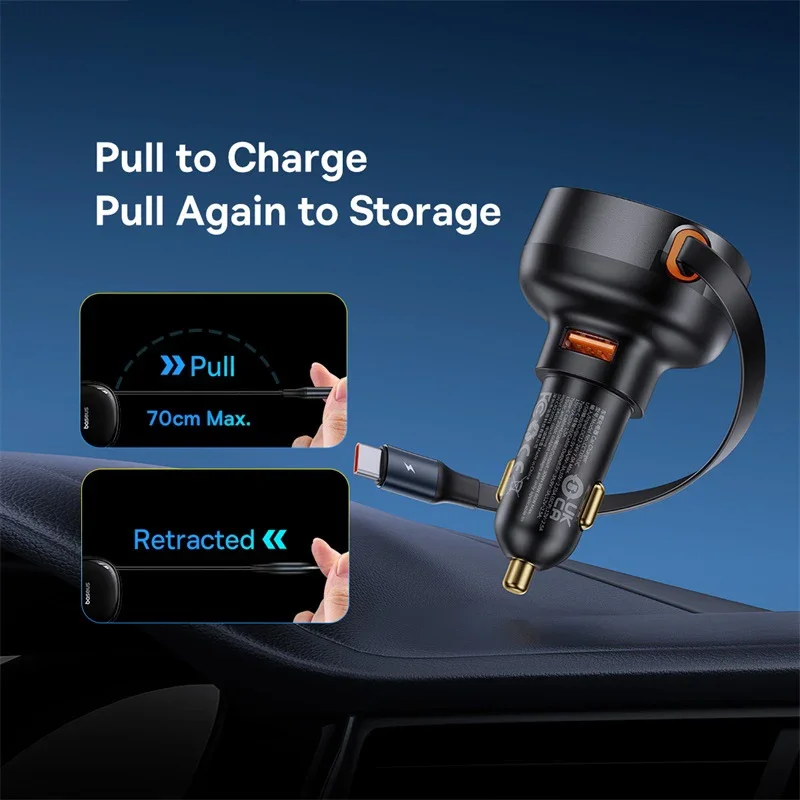 60W Car Charger 2 in 1 Retractable Cable SCP 25W QC PD 30W Fast Car Phone Charger For iPad iPhone 16 15 14 13 Pro Samsung
60W Car Charger 2 in 1 Retractable Cable SCP 25W QC PD 30W Fast Car Phone Charger For iPad iPhone 16 15 14 13 Pro Samsung