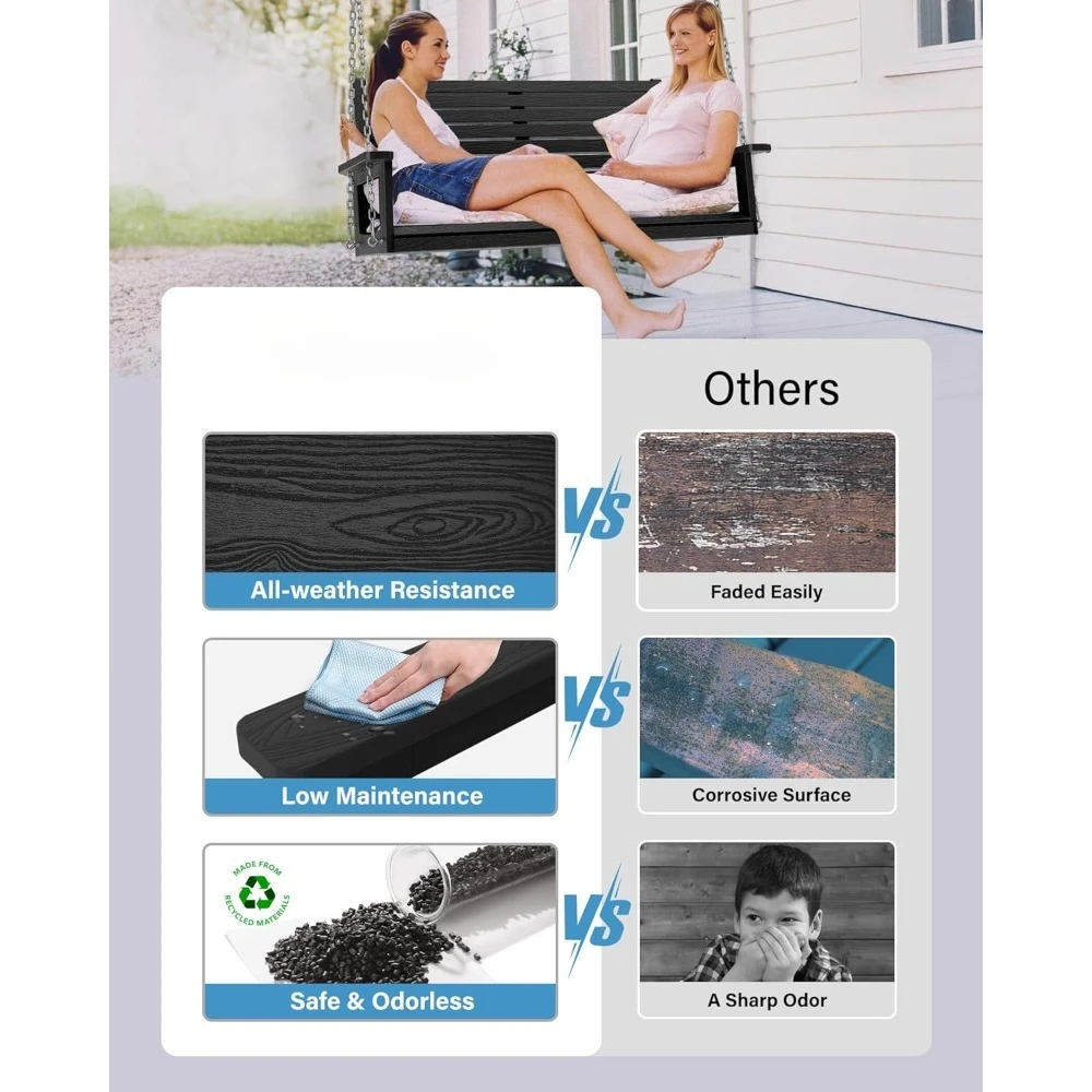 Hanging Porch Swing Outdoor: 2-Seat Patio Swing Bench-All Weather Swings Chair with Hanging Chains-Look Like Real, Customized
Hanging Porch Swing Outdoor: 2-Seat Patio Swing Bench-All Weather Swings Chair with Hanging Chains-Look Like Real, Customized