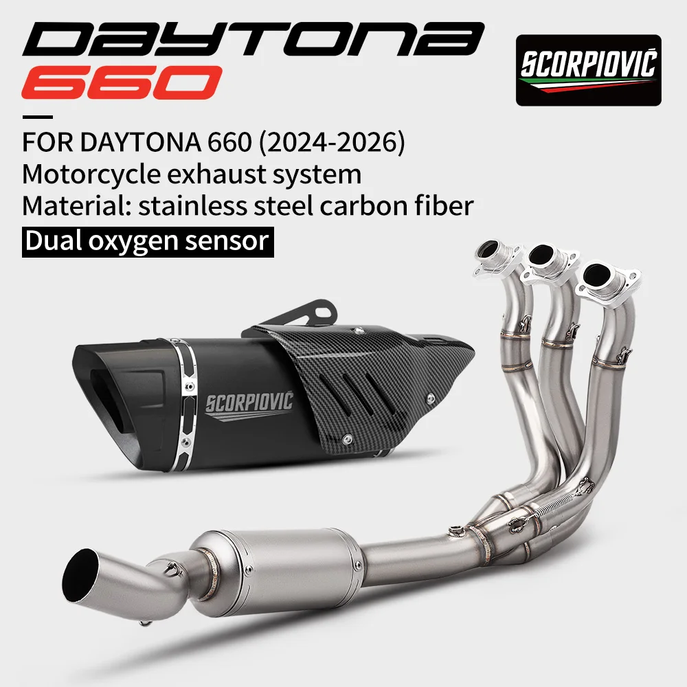Motorcycle Exhaust System For Trident 660 Daytona 660 2021-2026 Front Link Pipe With 2 oxygen sensors
Motorcycle Exhaust System For Trident 660 Daytona 660 2021-2026 Front Link Pipe With 2 oxygen sensors