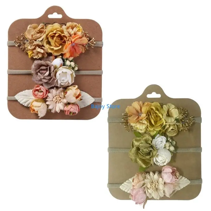 63HE 3Pcs Baby Girls Floral Headband Set Artificial Flower Infant Elastic Hair Band 
63HE 3Pcs Baby Girls Floral Headband Set Artificial Flower Infant Elastic Hair Band
