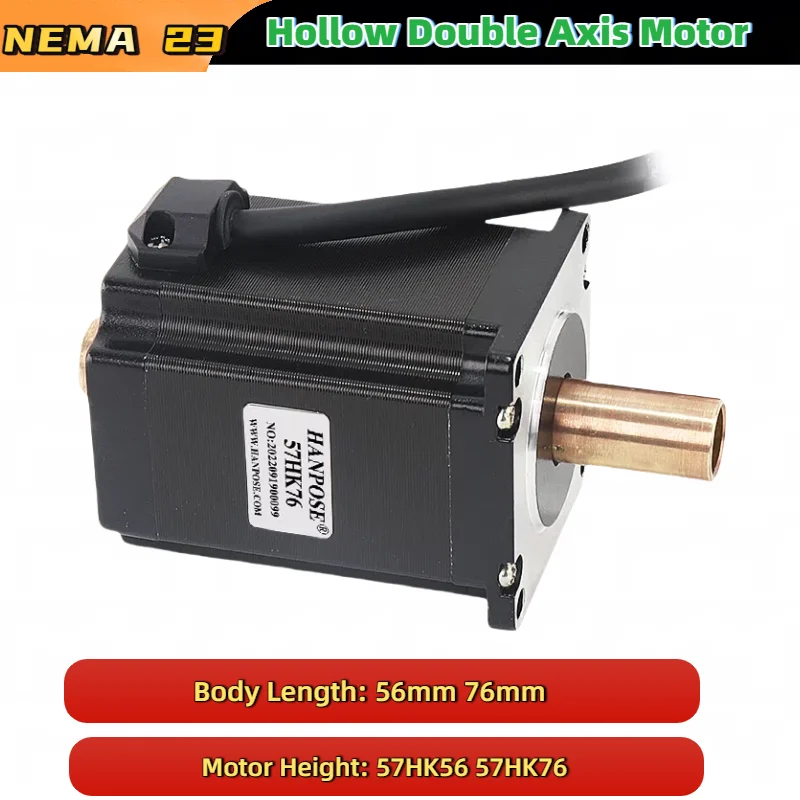 57 Hollow dual-axis stepping motor 57HK56 57HK76 NEMA23 24v M5 internal thread two-phase Hybrid motor with high torque and high
57 Hollow dual-axis stepping motor 57HK56 57HK76 NEMA23 24v M5 internal thread two-phase Hybrid motor with high torque and high