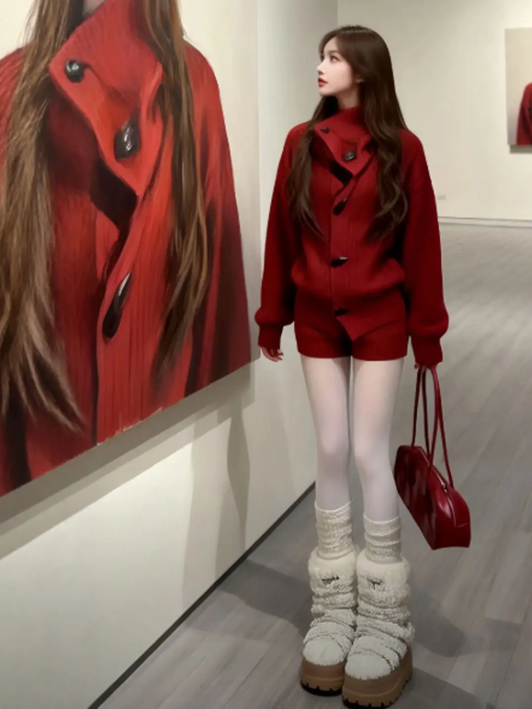 Red Knitted Sweater And Casual Shorts Two-Piece Set Gentle Style Complete Spring Fashion Outfit Comfortable Cotton Blend
Red Knitted Sweater And Casual Shorts Two-Piece Set Gentle Style Complete Spring Fashion Outfit Comfortable Cotton Blend