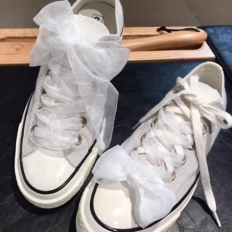 120cm Lolita Transparent Chiffon Yarn Shoelaces Flat Silk Big Bow Wide Laces Trend Beauty White Casual Shoes Laces Shoelaces
120cm Lolita Transparent Chiffon Yarn Shoelaces Flat Silk Big Bow Wide Laces Trend Beauty White Casual Shoes Laces Shoelaces